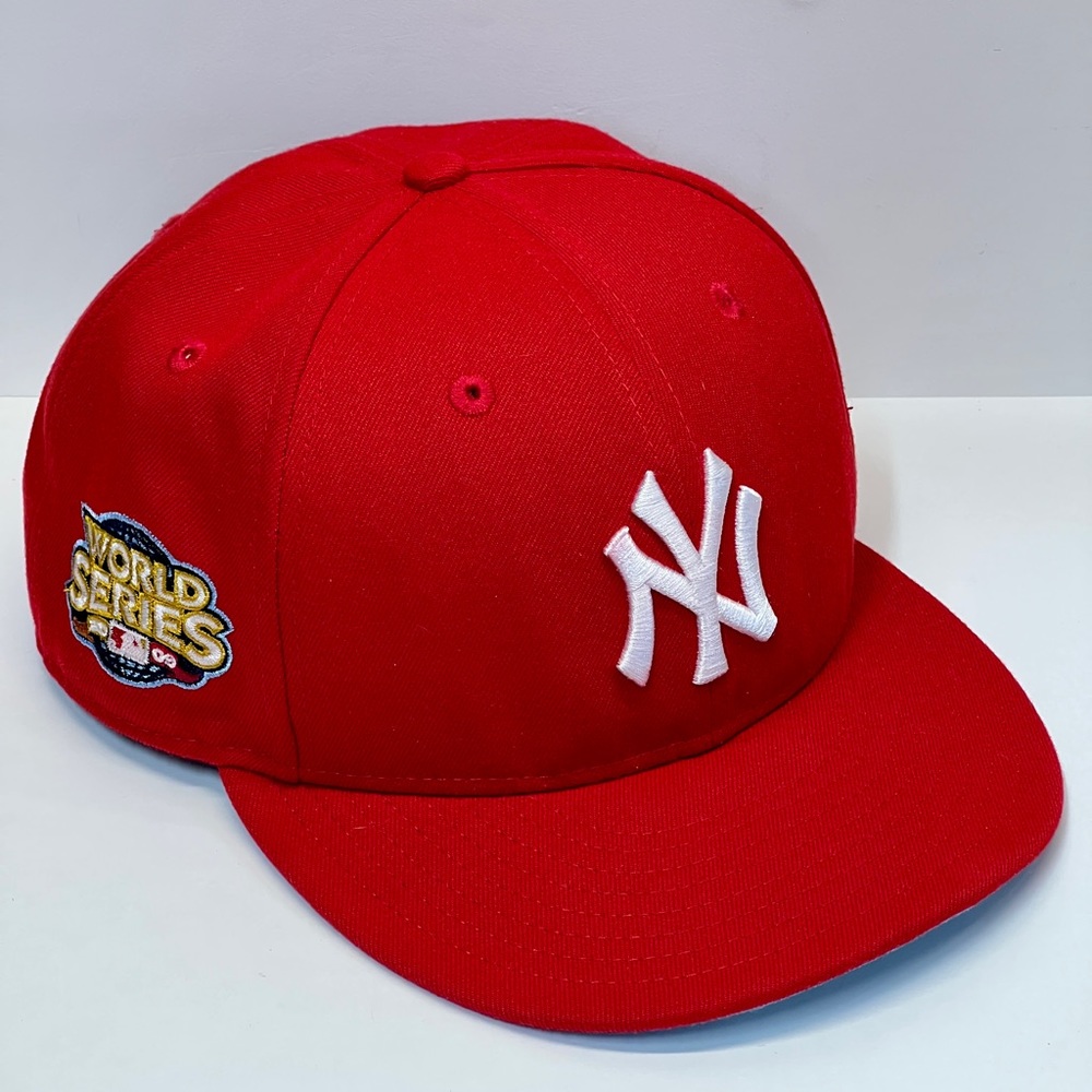New York Yankee new era 59 fifty 2009 world series red white blue logo hat.